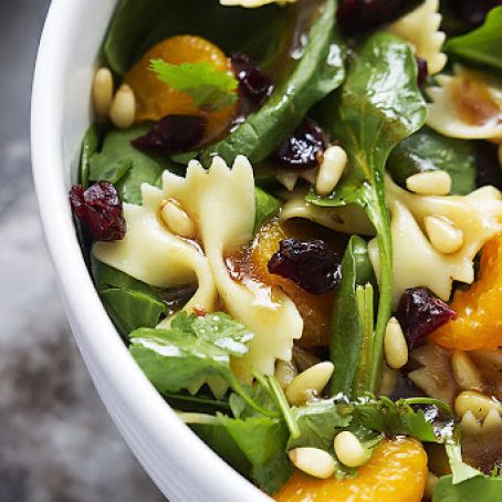 MANDARIN PASTA SPINACH SALAD WITH TERIYAKI DRESSING
